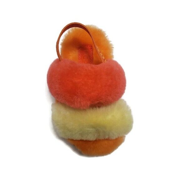 UGG Sz 6 Age 2-3 Oh Yea Slide Slippers S/N 1116636T Lamb Fur Red Orange Toddler - Picture 2 of 8